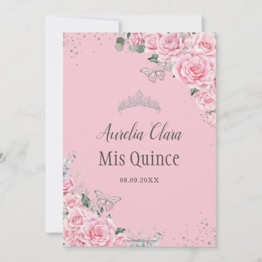 キンセアニラピンクフローラプリンセスシルバーバタフライ 招待状 (裏面)