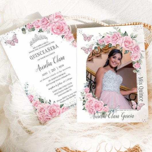 キンセアニラピンクフローラプリンセス蝶の写真 招待状