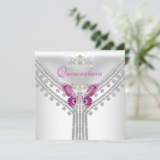 キンセアニラピンクホワイトバタフライダイヤモンド2 招待状 (スタンド正面)