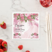 キンセアニラピンクマウヴガウンと花 スタンダードカクテルナプキン (インサイチュ)