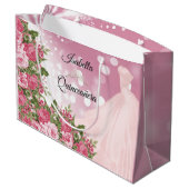キンセアニラピンクマウヴガウンと花 ラージペーパーバッグ (裏面アングル)