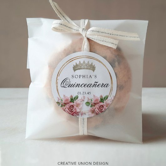 キンセアニラピンクローズクラウン誕生日の好意 ラウンドシール