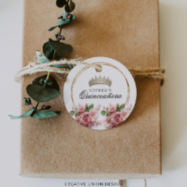 キンセアニラピンクローズクラウン誕生日デコール フェイバータグ