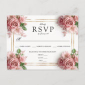 キンセアニラピンクローズクラウン誕生日RSVPポストカード ポストカード (正面)