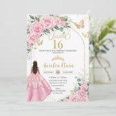 キンセアニラピンクローズフローラタンブラウンガール金ゴールド 招待状 (スタンド正面)