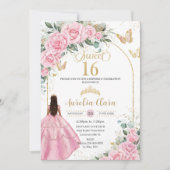 キンセアニラピンクローズフローラタンブラウンガール金ゴールド 招待状 (正面)