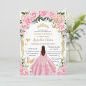 キンセアニラピンクローゼスフローラガールヴィンテージ金ゴールド 招待状 (スタンド正面)