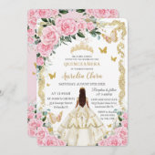 キンセアニラピンクローゼスフローラホワイトドレスプリンセス 招待状 (正面/裏面)