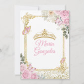 キンセアニラピンク&金ゴールドクラウンメキシコバタフライ 招待状 (裏面)