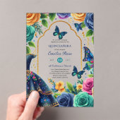 キンセアニラフィエスタバタフライクインズドレスバラ アクリル招待状 (インサイチュ (ポータブル))