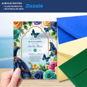 キンセアニラフィエスタバタフライクインズドレスバラ アクリル招待状