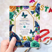 キンセアニラフィエスタバタフライクインズドレスバラ アクリル招待状