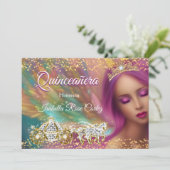 キンセアニラフェアユタリーパープルピンク金ゴールドキャリッジ 招待状 (スタンド正面)