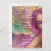 キンセアニラフェアユタリーパープルピンク金ゴールドキャリッジ 招待状 (裏面)