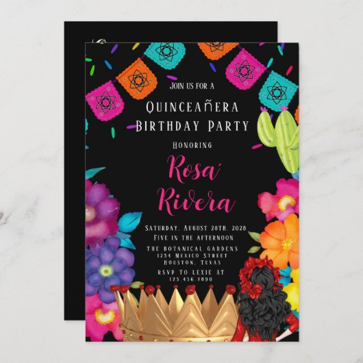 キンセアニラフェスティバル金ゴールドクラウンバースデーパーティー 招待状 (正面/裏面)