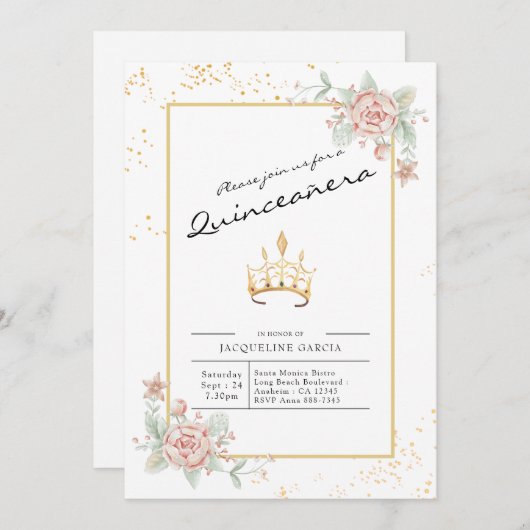 キンセアニラフローラスクリプト15誕生日 招待状 (正面/裏面)