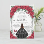 キンセアニラブラックドレスレッドローゼスフローラシルバー 招待状 (スタンド正面)