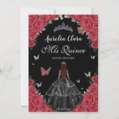 キンセアニラブラックドレスレッドローゼスフローラシルバー 招待状 (裏面)