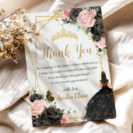 キンセアニラブラックピンクフローラガールドレスプリンセス サンキューカード