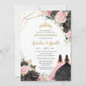 キンセアニラブラックピンクローズフローラプリンセスツインズ 招待状 (正面)