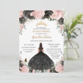 キンセアニラブラックピンクローズフローラプリンセスドレス 招待状 (スタンド正面)