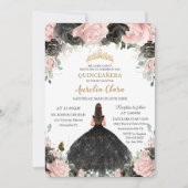 キンセアニラブラックピンクローズフローラプリンセスドレス 招待状 (正面)