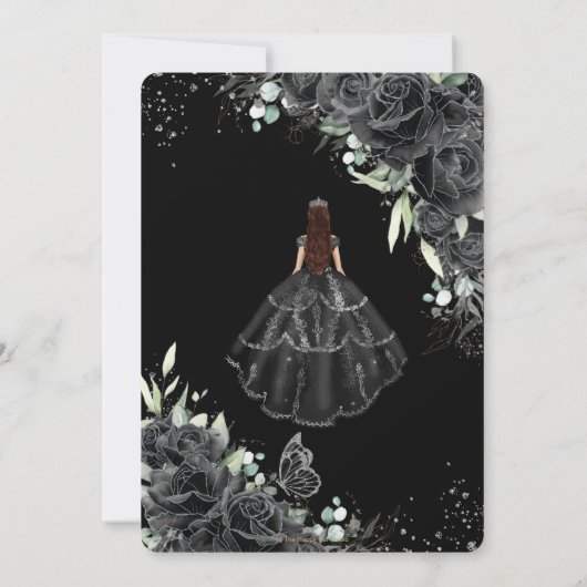 キンセアニラブラックフローラバラズガウンシルバークラウン 招待状 (裏面)