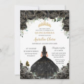 キンセアニラブラックフローラフラワーガールドレス金ゴールド 招待状 (正面)