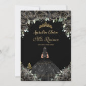 キンセアニラブラックフローラフラワーガールドレス金ゴールド 招待状 (裏面)