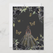 キンセアニラブラックフローラ金ゴールドバタフライドレス 招待状 (裏面)