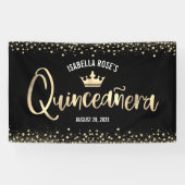 キンセアニラブラック金ゴールドグリッターホイルクラウンウェルカム 横断幕 (横)