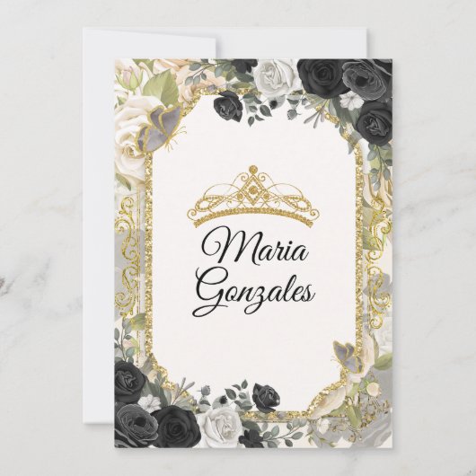 キンセアニラブラック&金ゴールドクラウンメキシコバタフライ 招待状 (裏面)