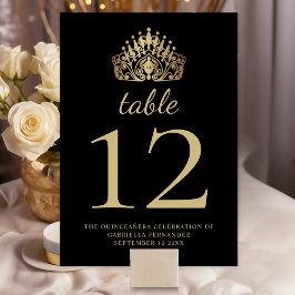 キンセアニラブラック&金ゴールドプリンセスティアラクラウン テーブルナンバー