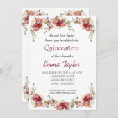 キンセアニラブルガンディピーニーフローラ誕生日 招待状 (正面/裏面)