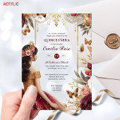 キンセアニラブルガンディレッド金ゴールドクリンスドレスフラワー アクリル招待状