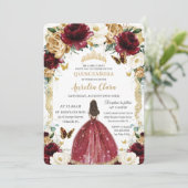 キンセアニラブルガンディーホワイト金ゴールドフローラガールドレス 招待状 (スタンド正面)