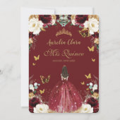 キンセアニラブルガンディーホワイト金ゴールドフローラガールドレス 招待状 (裏面)