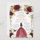 キンセアニラブルガンディーホワイト金ゴールドフローラガールドレス 招待状 (正面)