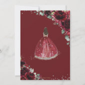 キンセアニラブルガンディーレッドフローラシルバープリンセス 招待状 (裏面)