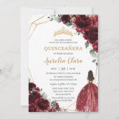 キンセアニラブルガンディーレッドフローラ金ゴールドプリンセス 招待状 (正面)