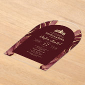 キンセアニラブルガンディ金ゴールドアゲートエレガントト アクリル招待状 (レイダウン)