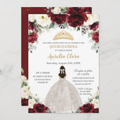 キンセアニラブルゴーニュアイボリーホワイトフローラプリンセス 招待状 (正面/裏面)