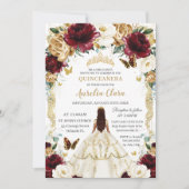 キンセアニラブルゴーニュアイボリー金ゴールドフローラガールドレス 招待状 (正面)