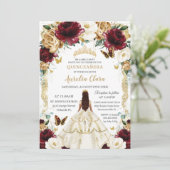 キンセアニラブルゴーニュアイボリー金ゴールドフローラガールドレス 招待状 (スタンド正面)