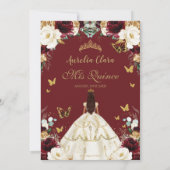 キンセアニラブルゴーニュアイボリー金ゴールドフローラガールドレス 招待状 (裏面)