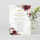 キンセアニラブルゴーニュ赤面フローラ幾何学的金ゴールド 招待状 (スタンド正面)