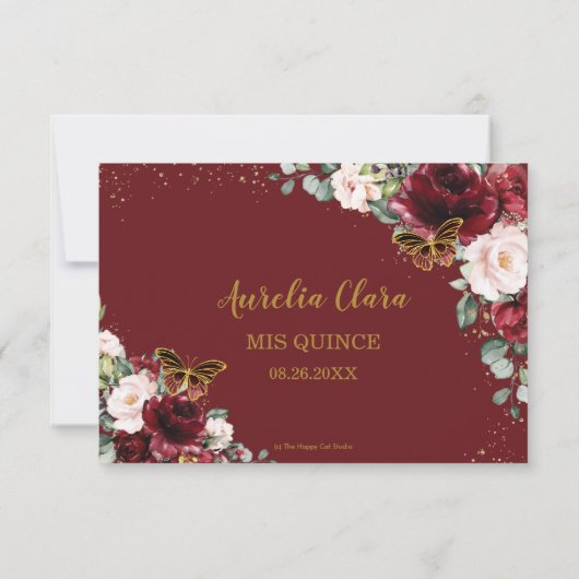 キンセアニラブルゴーニュ赤面フローラ蝶 サンキューカード (裏面)