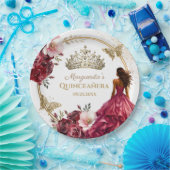 キンセアニラブルゴーニュ赤面金ゴールドフローラプリンセス ペーパープレート (パーティー)