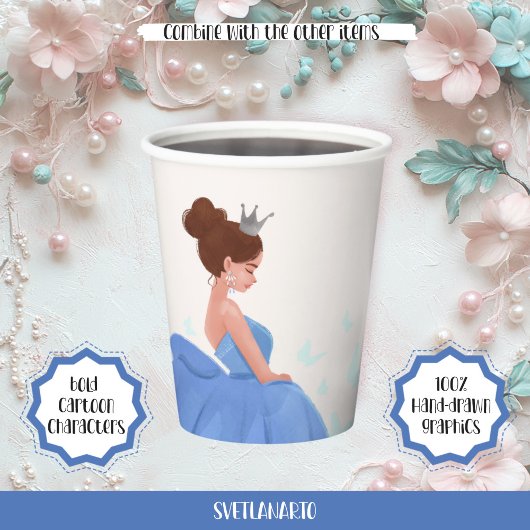 キンセアニラブルーエレガントプリンセス紙カップ 紙コップ