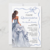 キンセアニラブルードレススカロップドリボンボウ写真 招待状 (正面)